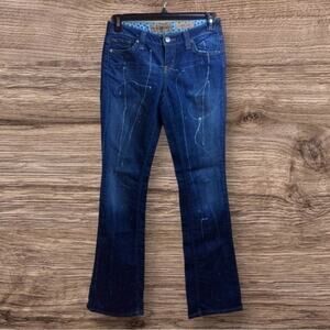 Hippie Joplin paint splatter boot cut jeans. Stretch. Size 28.